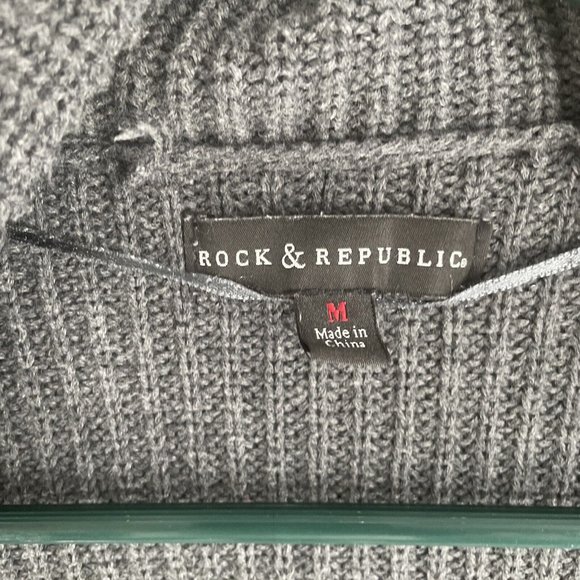 Rock and Republic Cardigan Sweater Womens Medium Chain Knit Zippers Long Sleeve - Picture 8 of 12